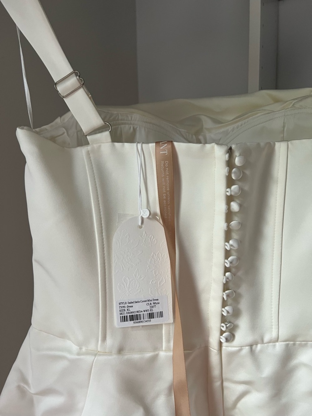 NWT Meshki “Isabel” Satin Corset Mini Dress - White - Picture 8 of 10